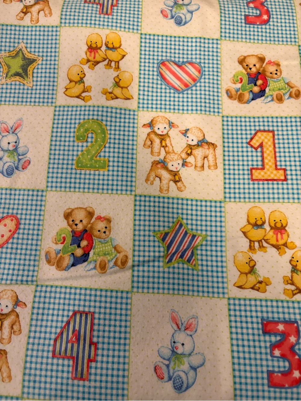 Source Unknown Blue Patchwork Nursery Fabric Panel with Animals & Numbers